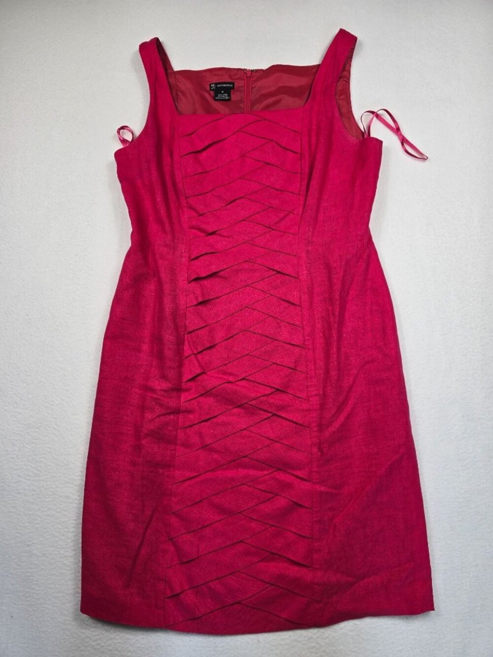 New Directions Size 8 Pink Sleeveless Linen Blend Sheath Dress